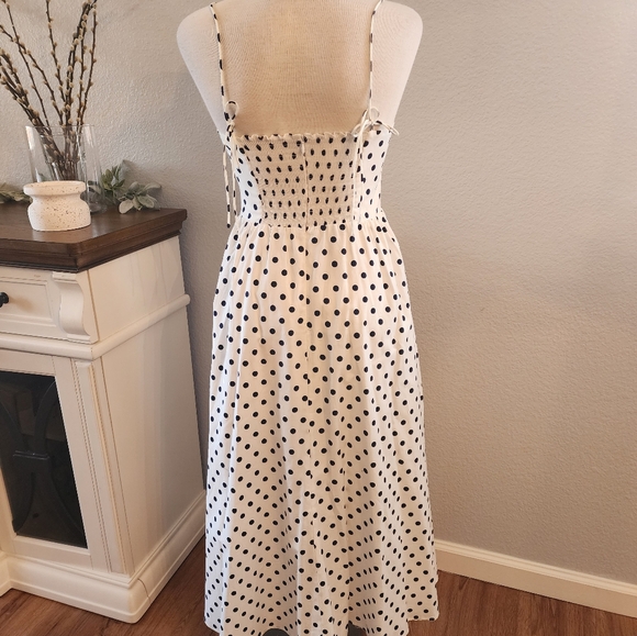 Reformation Vinny White Polka Dot Sweetheart Neck Midi Dress Size 6 NWT - Picture 4 of 10